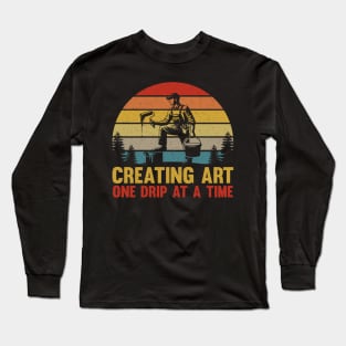 Retro House Painter Vintage Paint Brush Sunset Nostalgia Long Sleeve T-Shirt